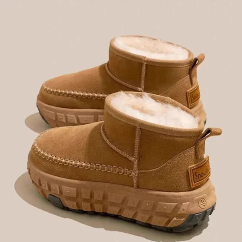 Stivali da neve alti in velluto da donna nell'inverno 2025, nuovi stivali da neve caldi con suola spessa, scarpe in cotone resistenti all'usura e antiscivolo