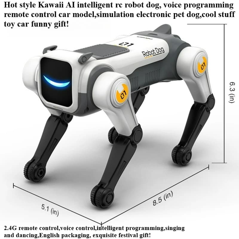 Giocattolo Divertente per Bambini - Cane Robot RC Intelligente AI Kawaii, Auto Telecomandata, Cane Elettronico, Giocattoli RC per Bambini