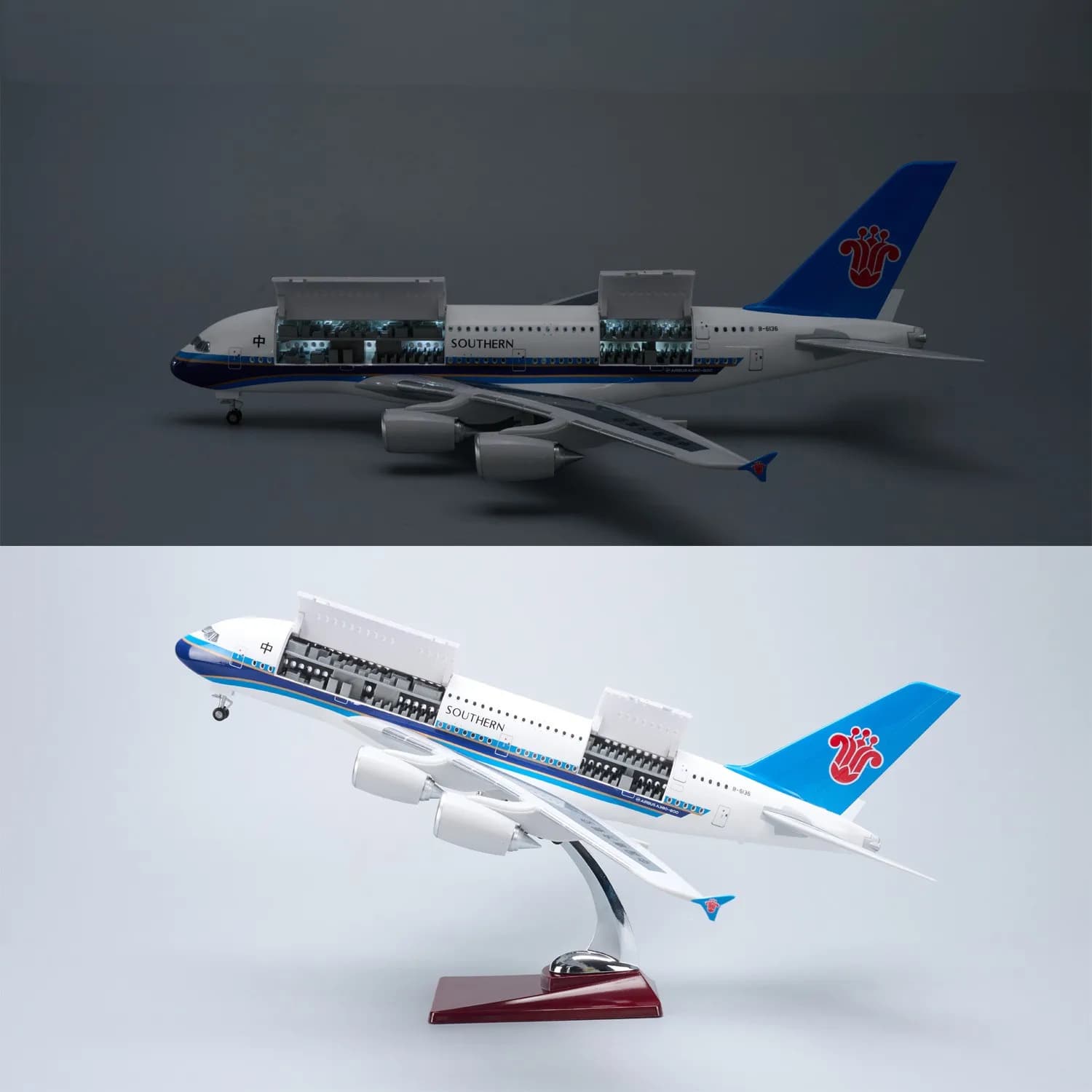 47cm Cabin Door Openable China Southern Airways A380 Airplane Model Kit with Landing Gear Wheel For Aviation Souvenir Gift