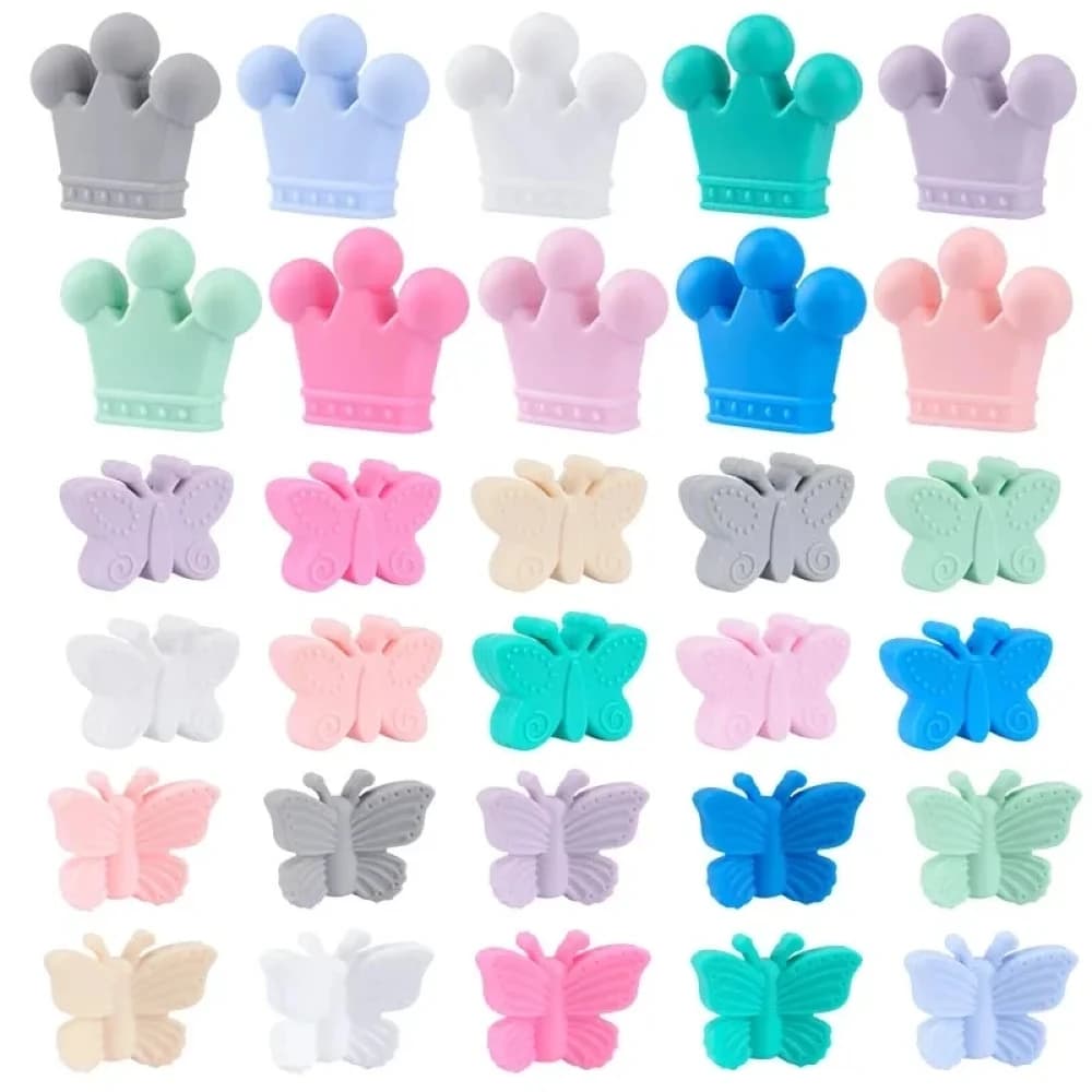 VENDITA CALDA 10 pz/lotto Corona di Silicone Perline BPA Libero Del Silicone Dentizione Perline Bambino Da Masticare Dentizione Collana FAI DA TE Ciuccio Pinze Accessorio