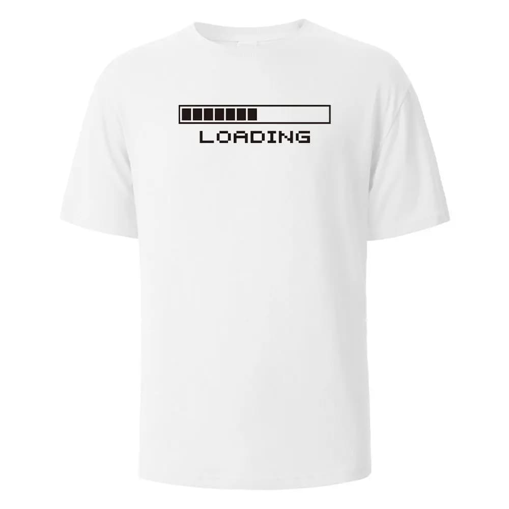 Nuova maglietta con stampa Loading in cotone, magliette estive per uomo e donna, top casual oversize