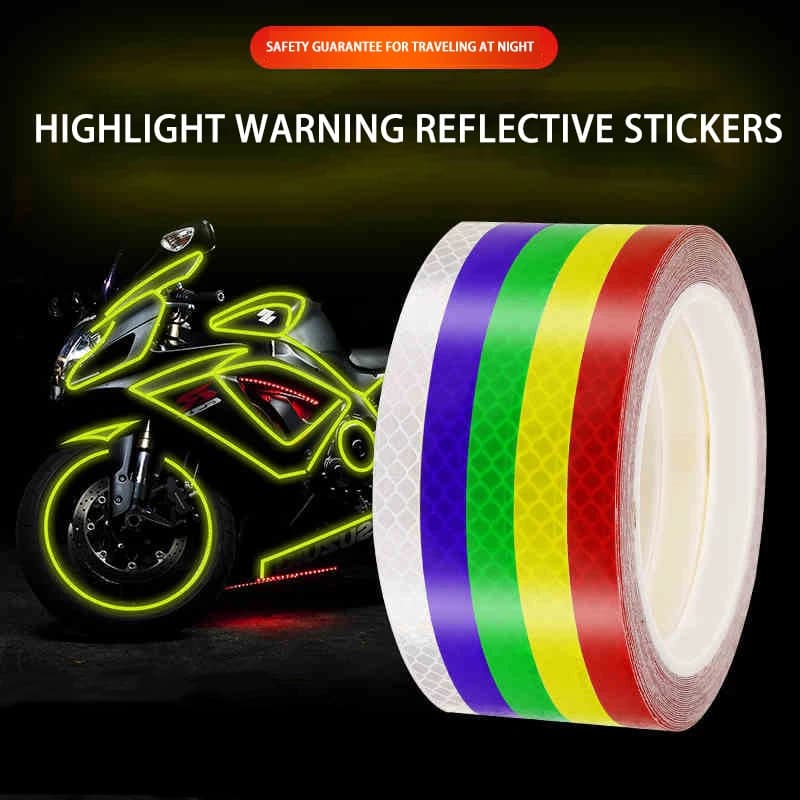 Ruote del motociclo Riflette il nastro adesivo riflettente per bici MTB fluorescente per la decorazione della ruota della moto di sicurezza di avvertimento in bicicletta