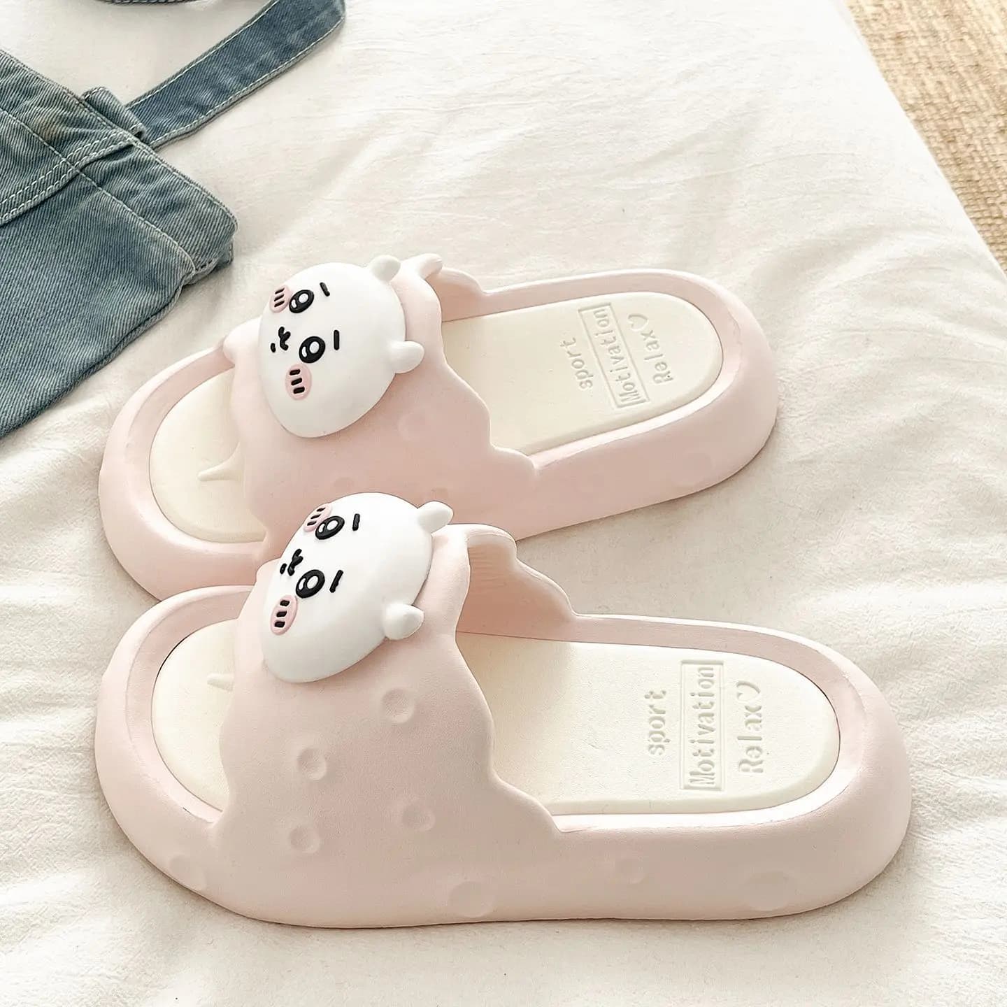 Anime Summer New Anime Eva Removable Flip Flop Female Wear Outside Comfortable Versatile Sandals Girl Chiikawa Hachiware Usagi