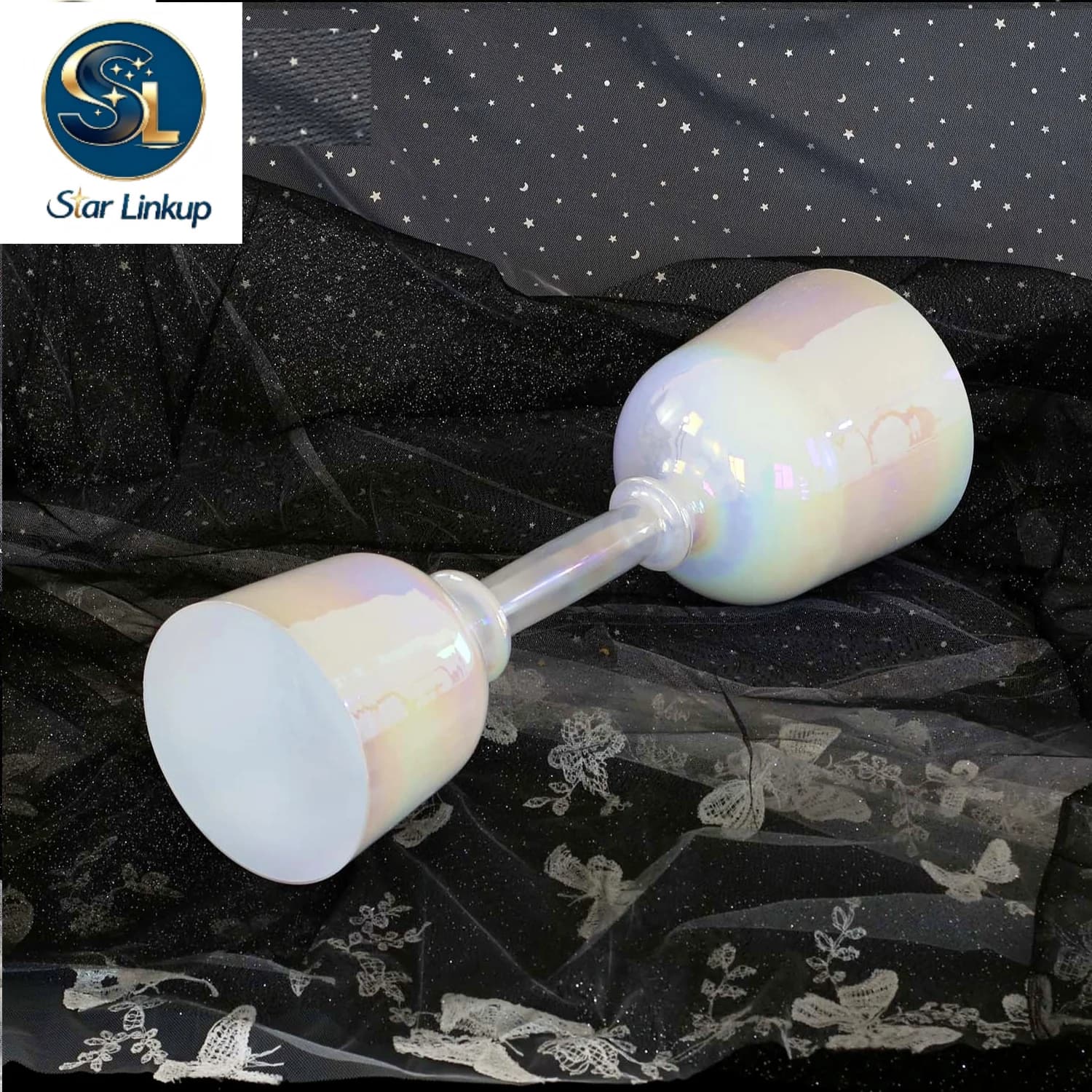 432Hz Colorful Clear Double Headed Cosmic Light Crystal Hand-held Singing Bowls Comes with Mallet