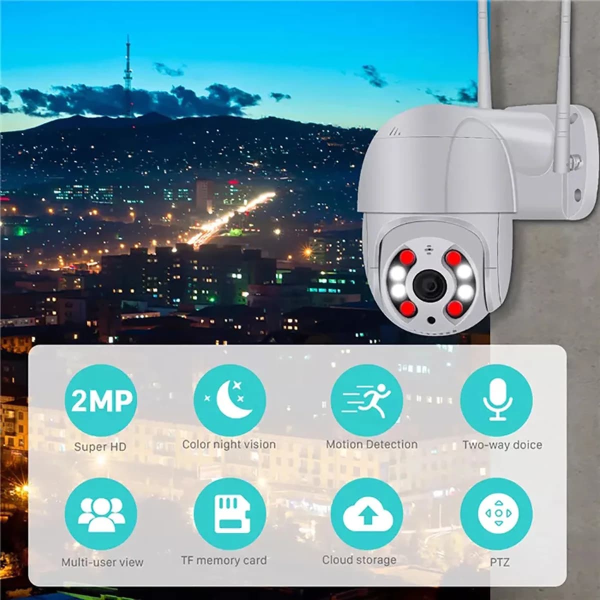 2MP 1080P YCC365/Yoosee Visione notturna a colori PTZ IP Dome Camera AI Umanoide Auto Tracking Sicurezza domestica CCTV Baby Monitor