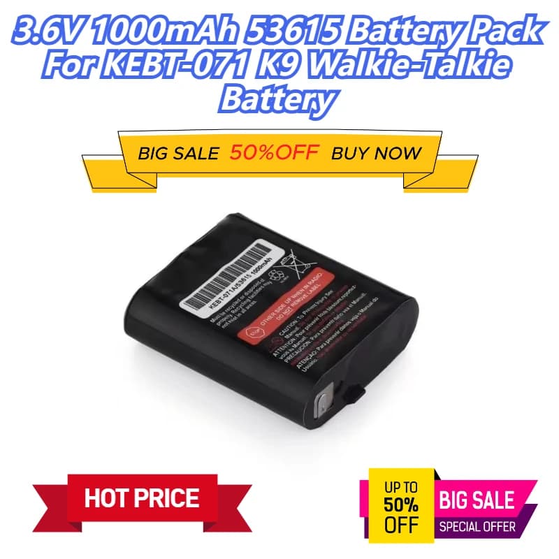 Pacco batteria 3.6V 1000mAh 53615 per batteria walkie-talkie KEBT-071 K9