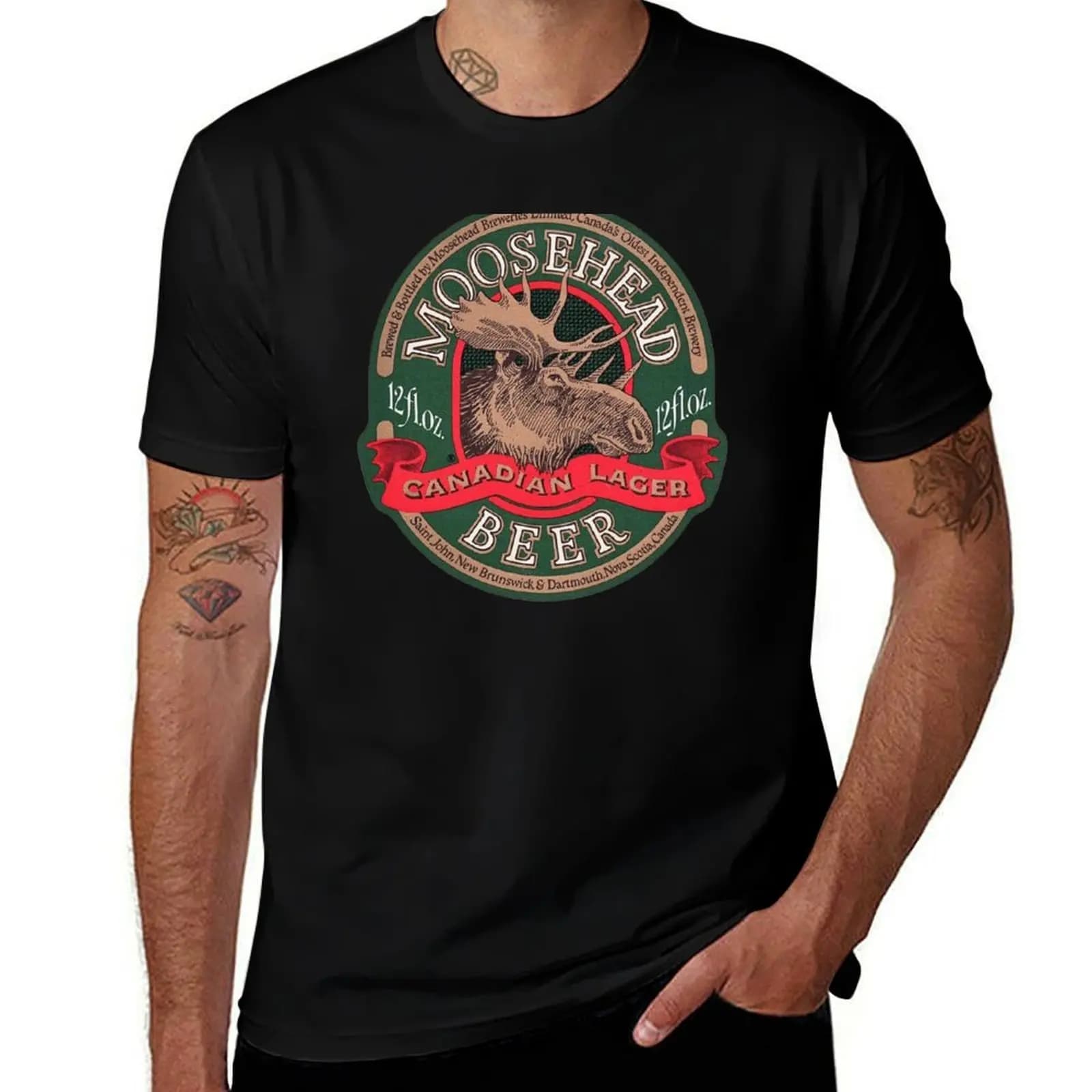 MOOSEHEAD Canadian Lager label T-Shirt Outdoor Working T-Shirt