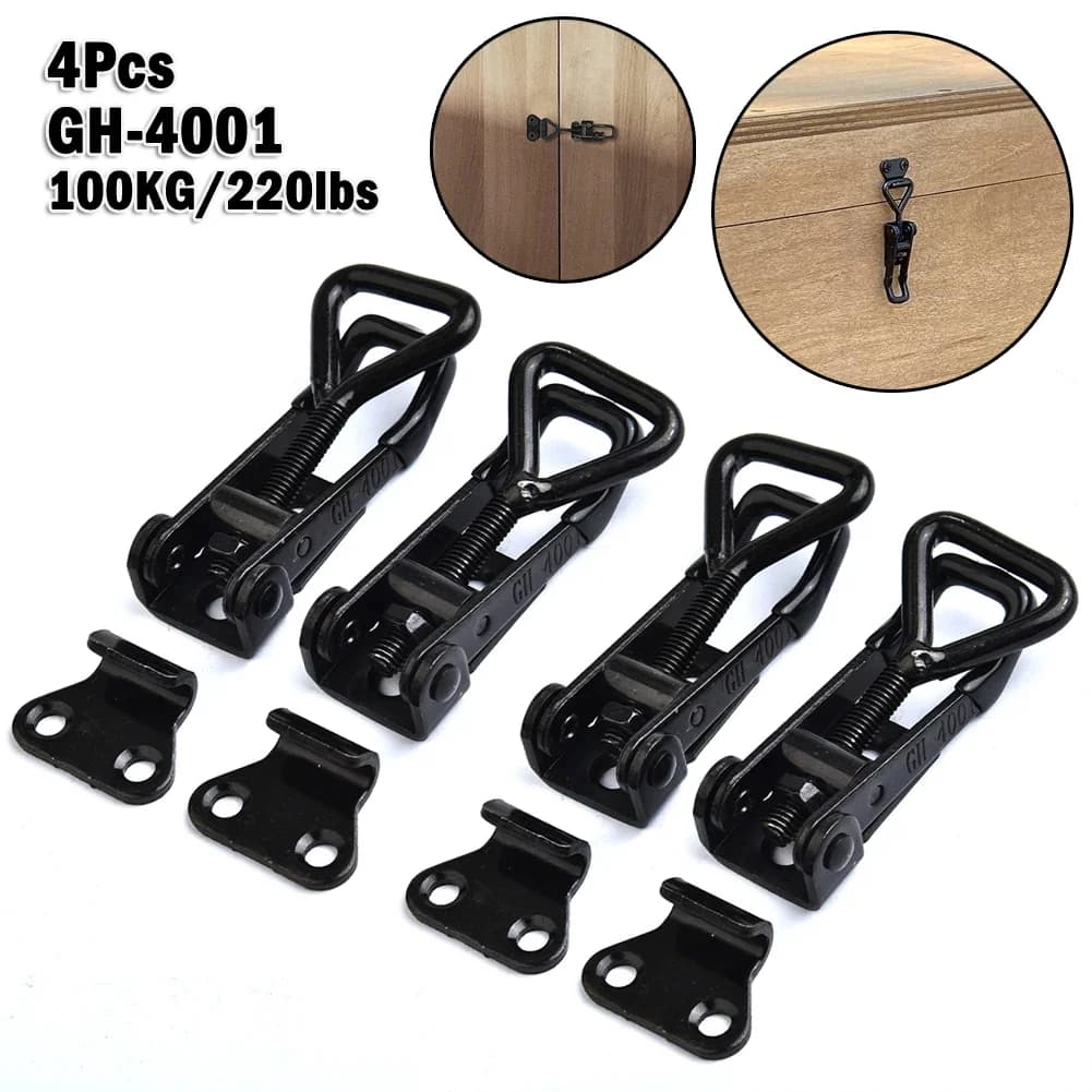 4 pz GH-4001 Morsetto A Levetta Regolabile In Acciaio Hasp Cattura Clip Per Scatole Senza Maniglia Armadi Porte Apparecchio Rapido NUOVO