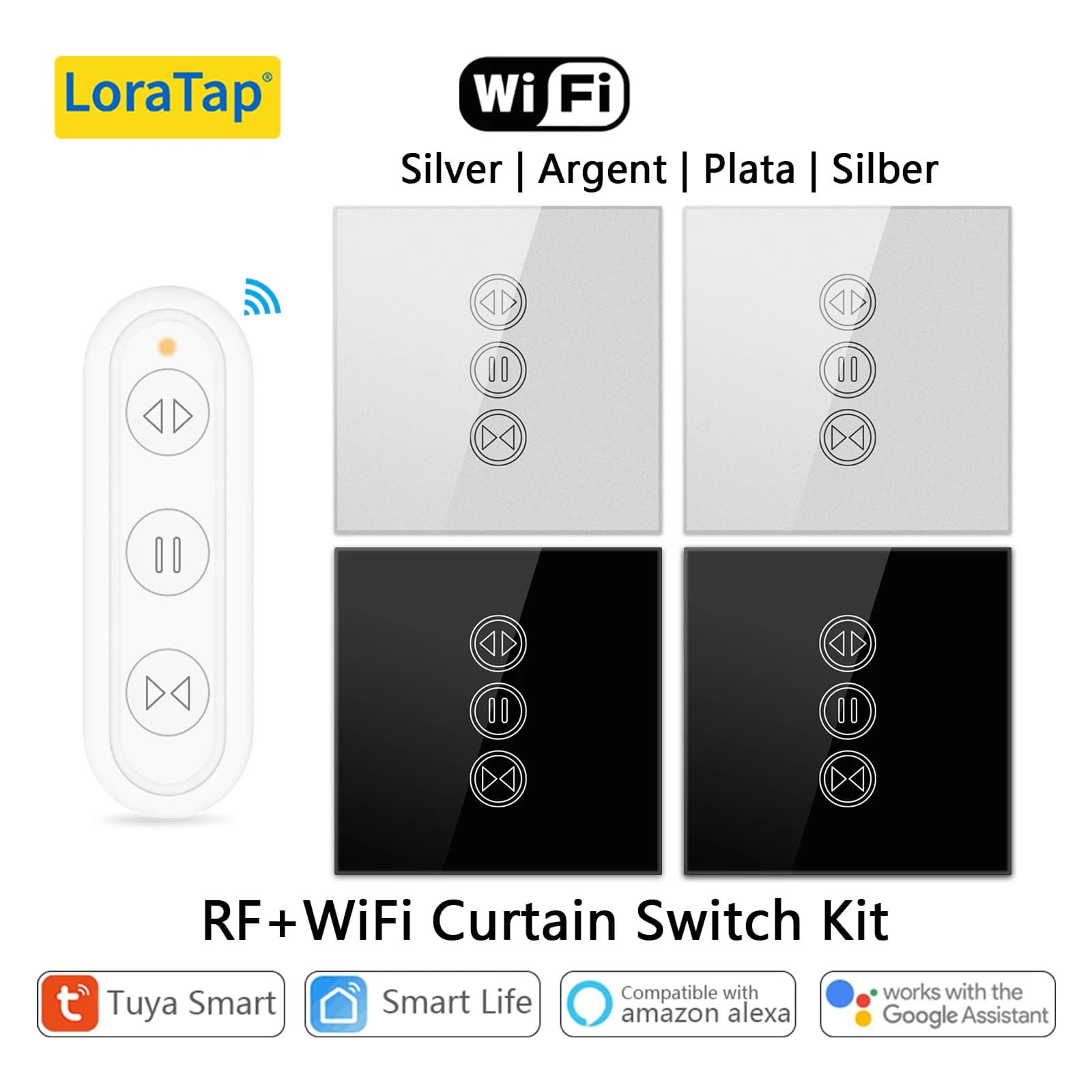LoraTap Tuya Smart Life Tenda a nastro nero Interruttore per tende RF App di controllo remoto Timer Google Home Alexa