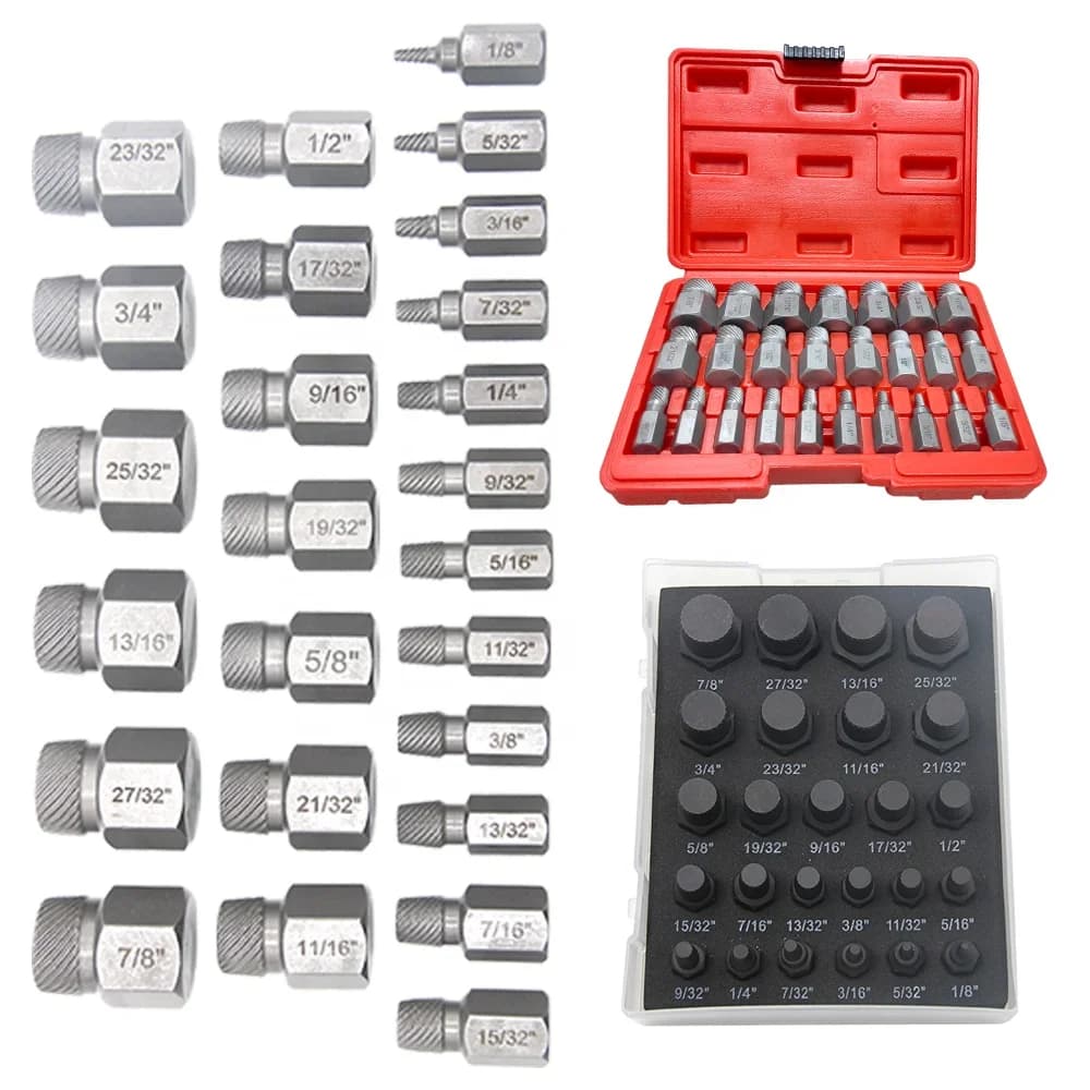 Set of 25 Screw Extractors Damaged with Sliding Tooths, Multipurpose Tools for Removing Screws with Rotting Head