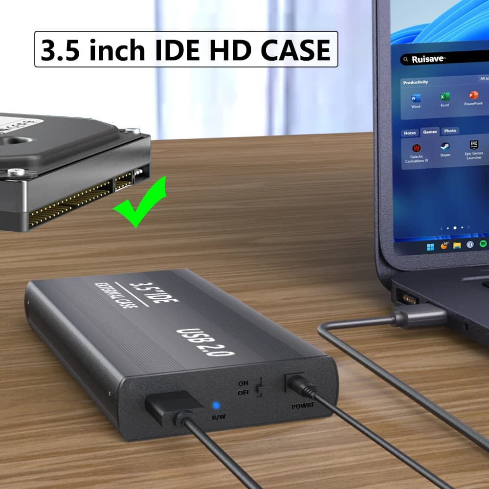 For 3.5 inch IDE HD 2.5inch HDD USB2.0 Hard Drive Disk 2.5" 3.5" Enclosure External Box For Desktop Computer PC Laptop Phone