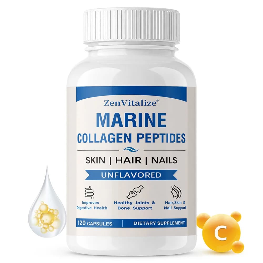 Marine Collagen Capsules, Support Bone, Joint, Muscle, Hair, Skin, Gut Health Support & Supports Gastric Acid Secretion