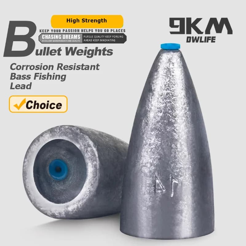 9KM Bullets Weights 15 Pieces Fishing weight for Texas Rigs Bass Fishing Hook Salt Water Equipment Freshwater 1.75~14g