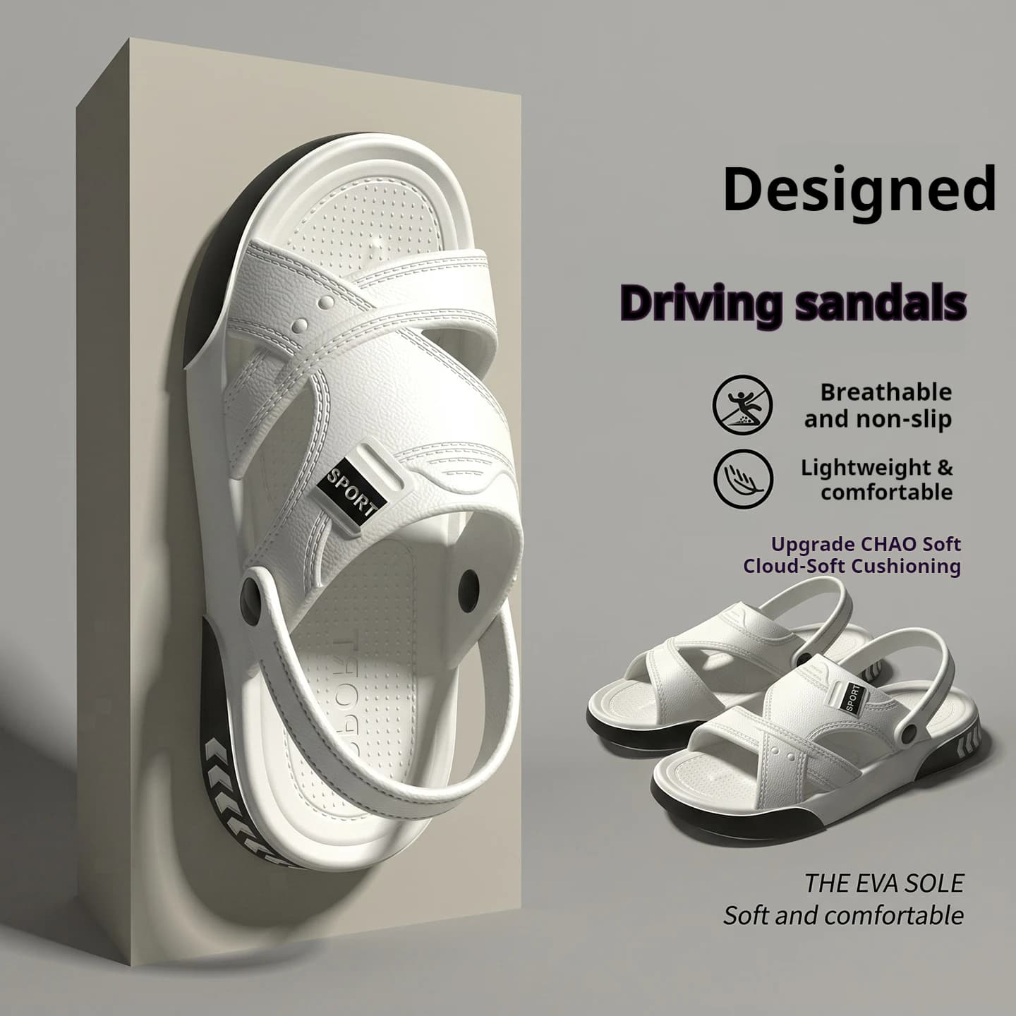 Men Two Ways Wear Sport Sandals Tire Texture Anti Slip Outsole Adjustable Back Strap Outdoor Fashion Slippers