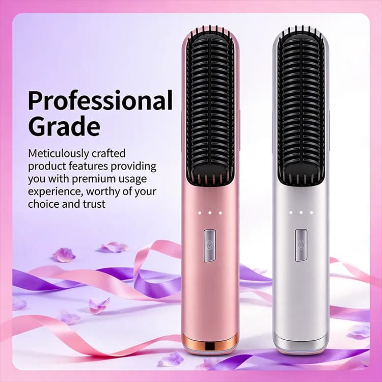 Wireless Portable Led Comb with Setole, 3 Temperature Settings, USB/Battery - Ideal for Travel