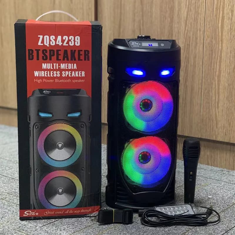 ZQS4239 double 4 inch square dance bluetooth audio mobile portable colorful double speaker barrel high power