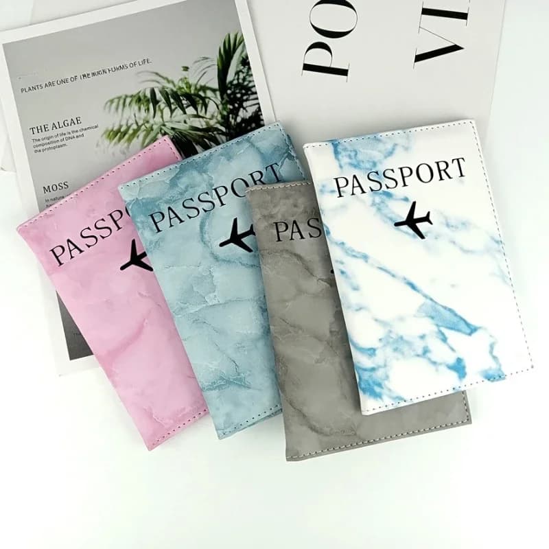 Custodia per passaporto in pelle PU Semplice stampa di lettere aeree Donna Uomo Custodia per passaporto da viaggio Regalo di nozze di moda
