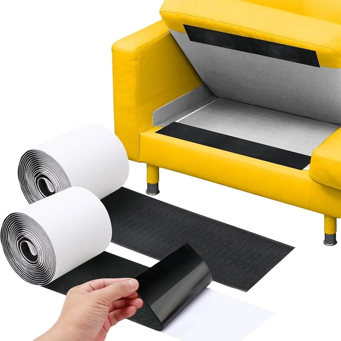 1 set/2 rotoli 1/2/3 metri cuscino per divano in nylon nastro adesivo antiscivolo strisce adesive con gancio e anello per cuscini da giardino esterno in tessuto