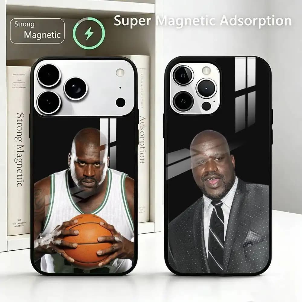 Shaquille O'Neal Phone Case Anti-Fall Luxury Wireless Charging Glass-Textured Printed Phone Case For IPhone 17/16 ProMax Plus AI