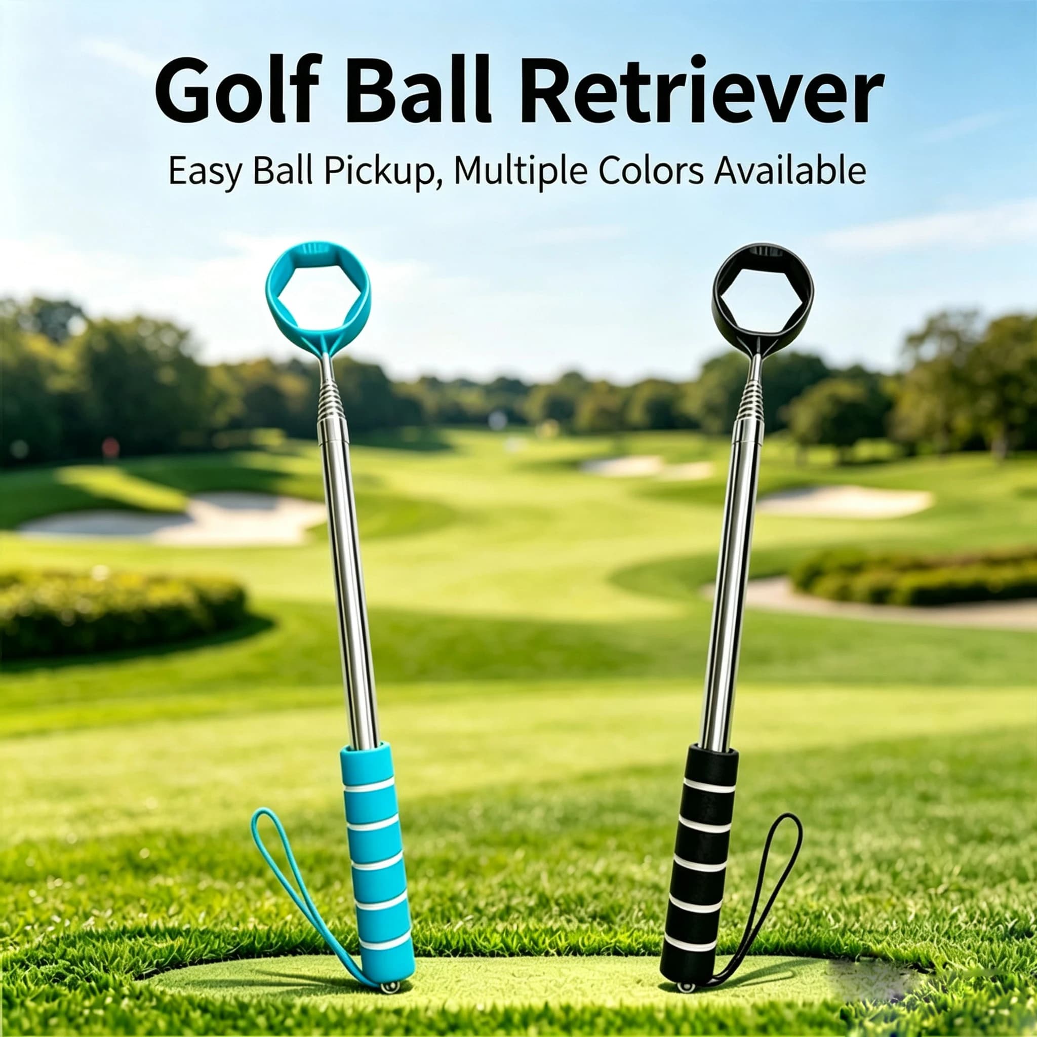 Golf Scoop Ball Recycling Tool Portable And Extendable Stainless Steel Push Rod With Handle up to 2.7 Meters Golf Accessories