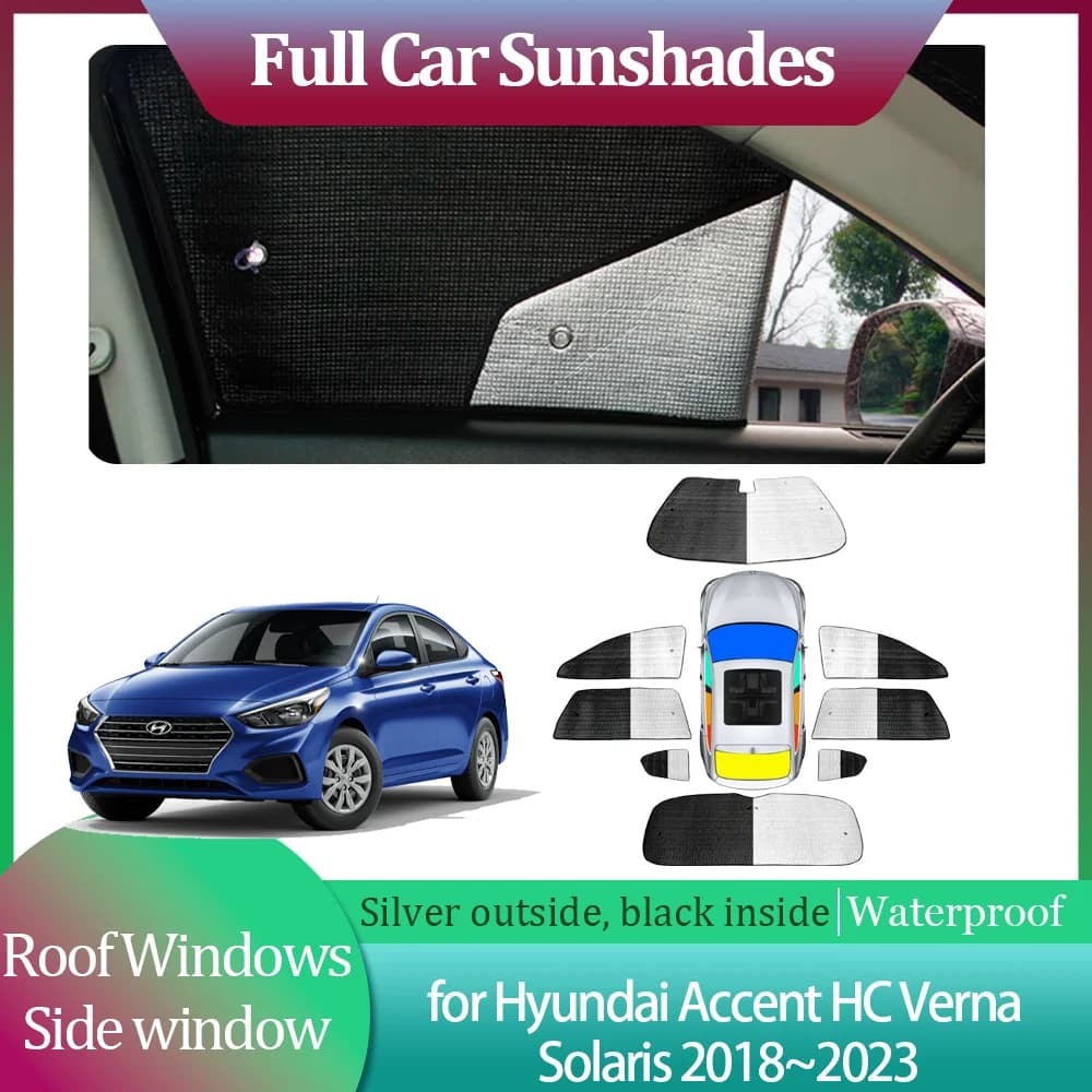Auto Parasole per Hyundai Accent HC Verna Solaris 2018 ~ 2023 Parabrezza Tenda Tetto Finestre Visiera parasole Tetto apribile Copertura Accessori