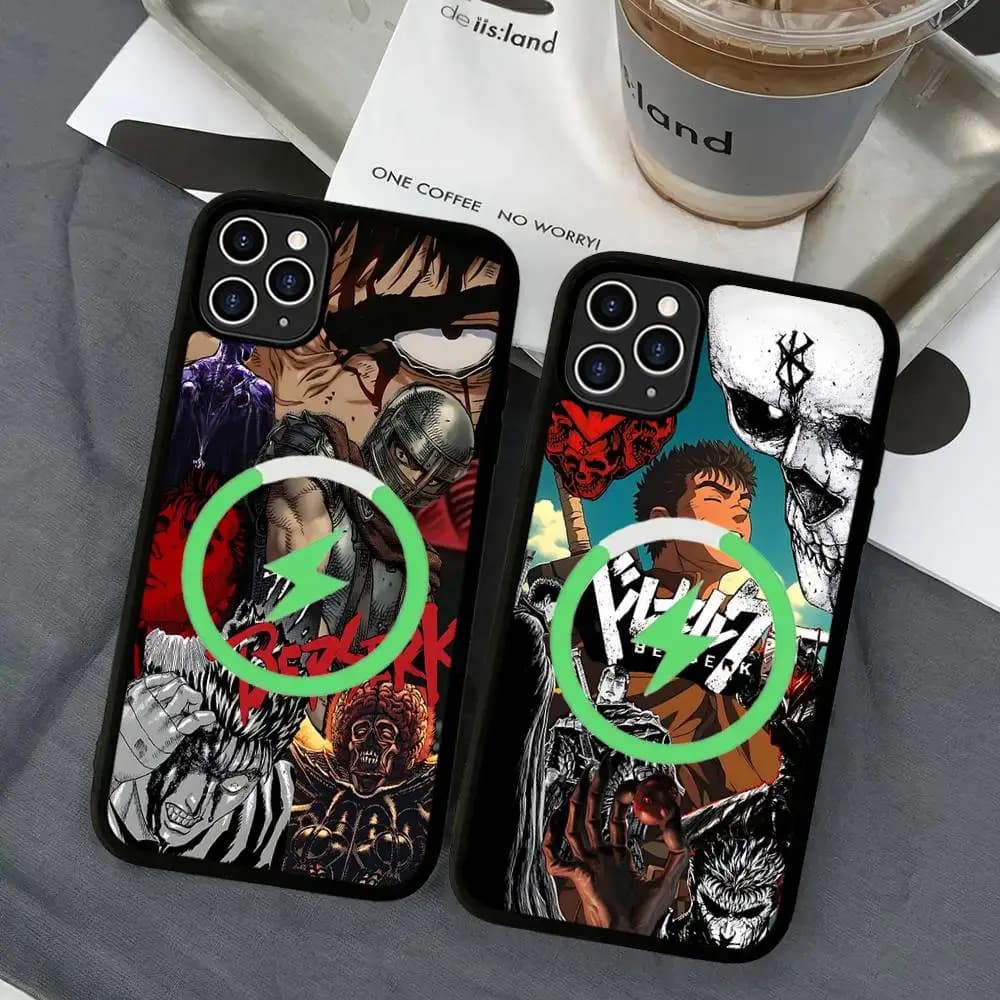 Berserk Cool Anime Cassa Del Telefono Custodia Magnetica Per IPhone 16 14 13 12 11 15 Pro Max Plus Per Magsafe Copertura di Ricarica Wireless