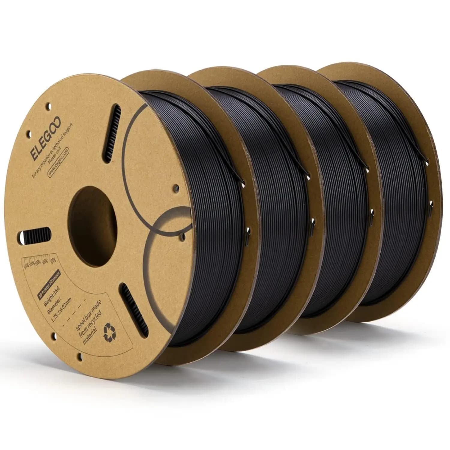 Filament PLA Black 1.75mm 4KG, High Accuracy +/-0.02mm for FDM 3D Printers, Easy to Use & Without Corruption