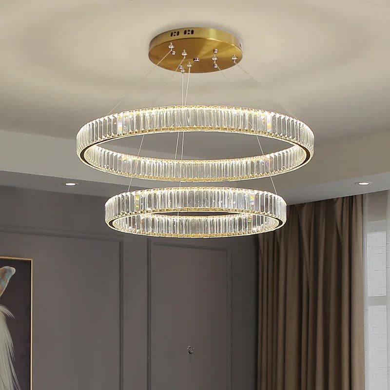 Lampadario di cristallo con chip dal design creativo, lampada a sospensione, anello di lusso in cristallo per tavolo da pranzo, hotel