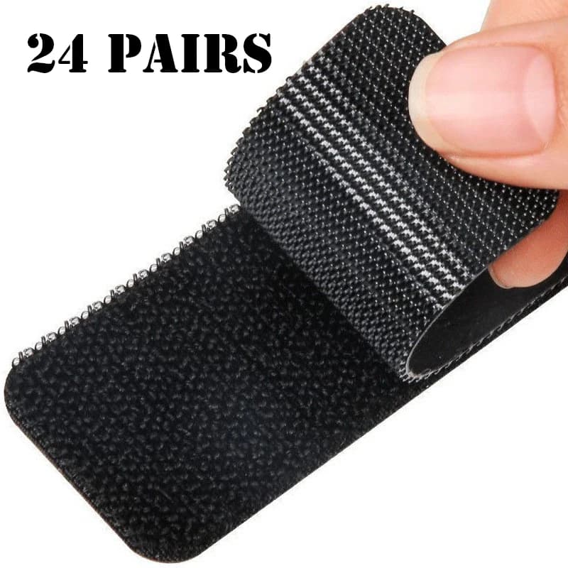 12/24 Pairs Heavy Duty Adhesive Hook and Loop Strips Reusable Interlocking Mounting Tape for Wall Hanging Home Organizing