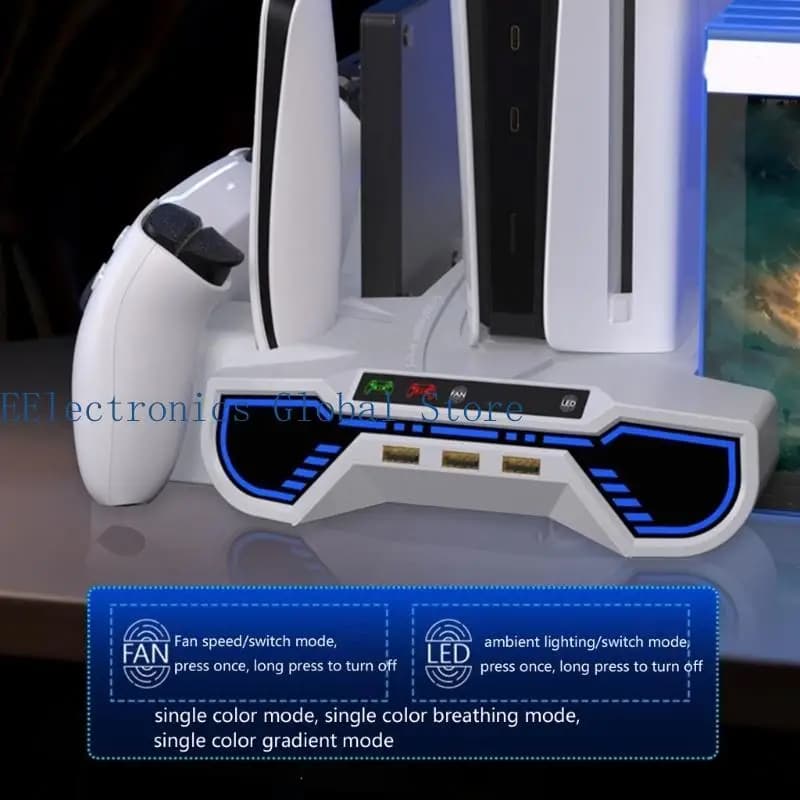 462B Cooling Stand With Controller Charging Base Cartridge Slot And Headphone Hanger