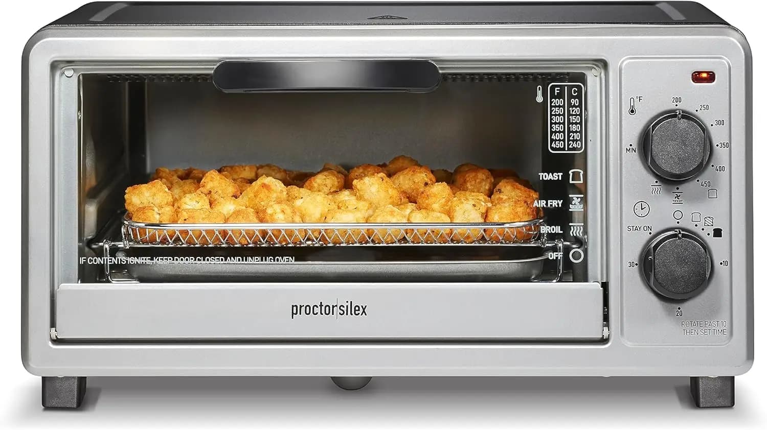 4-in-1 Air Frying Oven with Automatic Shutdown, Suitable for 4 slices or pizza, Black