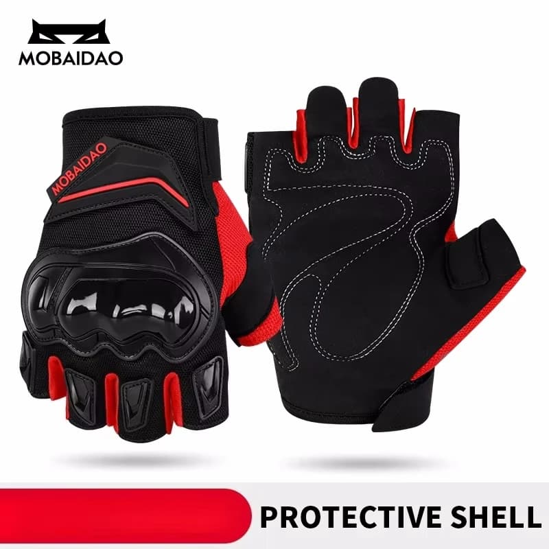 MOBAIDAO Summer Half Finger Motorbike Gloves Thin Anti-Slip Ventilated for Men Women Urban Leisure Riding Motorcycle Gloves