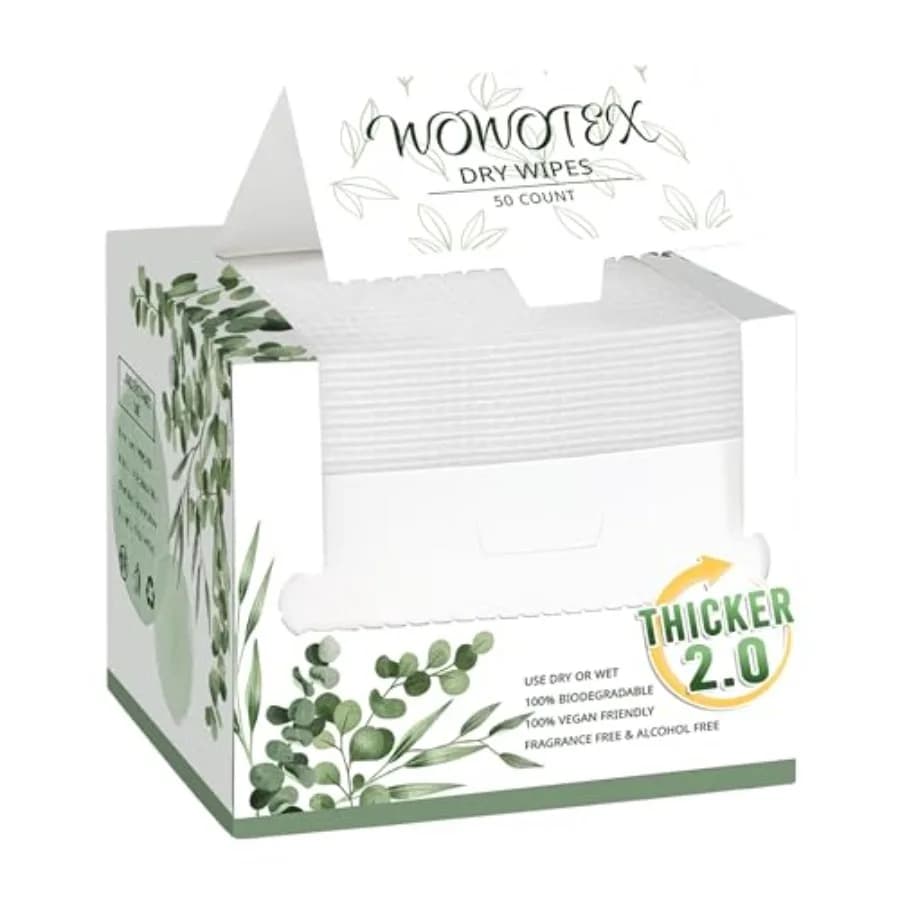 Salviette Asciutte THICKER, 50 Pezzi, Asciugamani Usa e Getta per il Viso 10x12", Ultra Morbidi per Pelli Sensibili e Neonati, Viaggio, Rimozione Trucco
