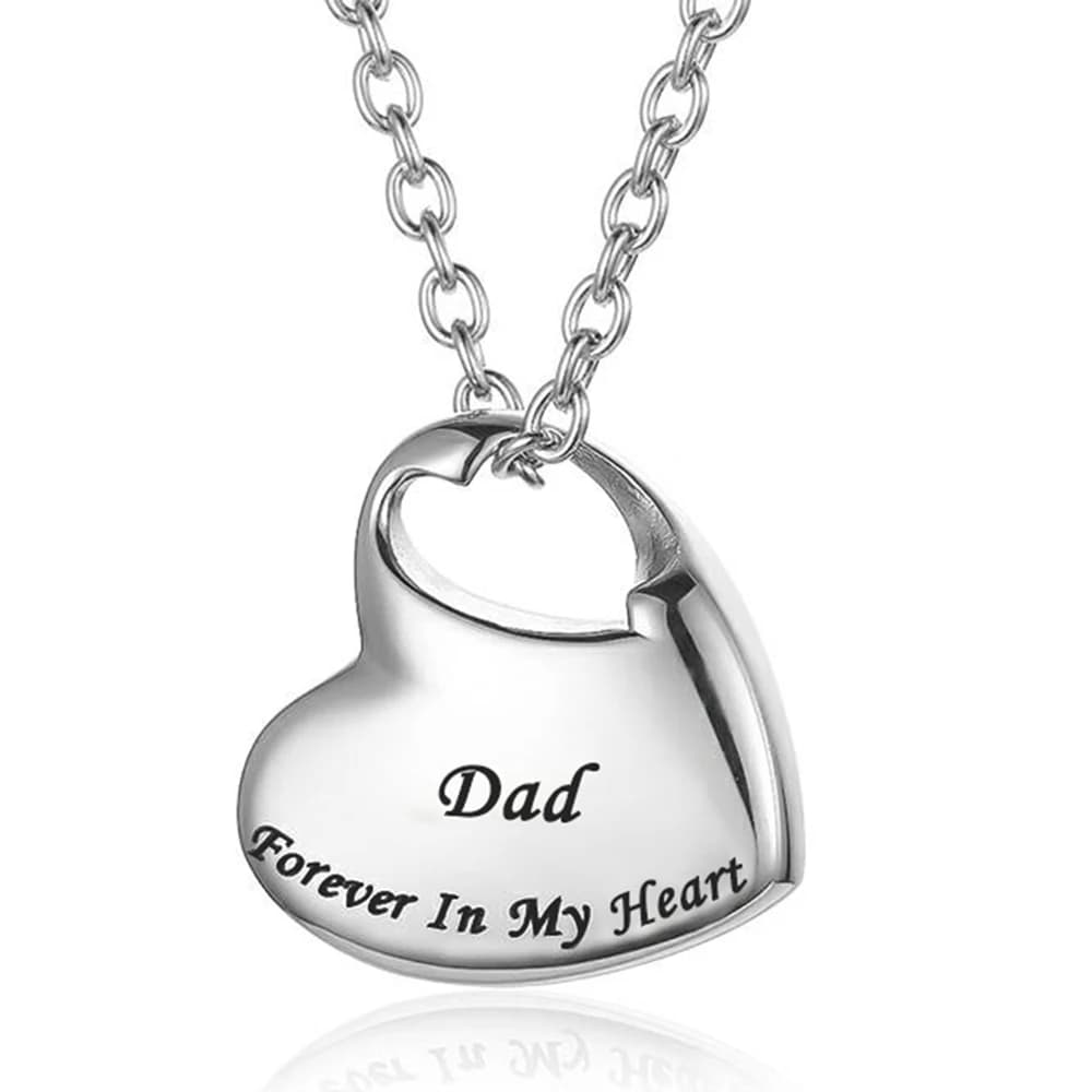 Collana con Urna per Ceneri, Gioiello Commemorativo, 'Per Sempre nel Mio Cuore' Inciso, Ciondolo in Acciaio Inossidabile Impermeabile
