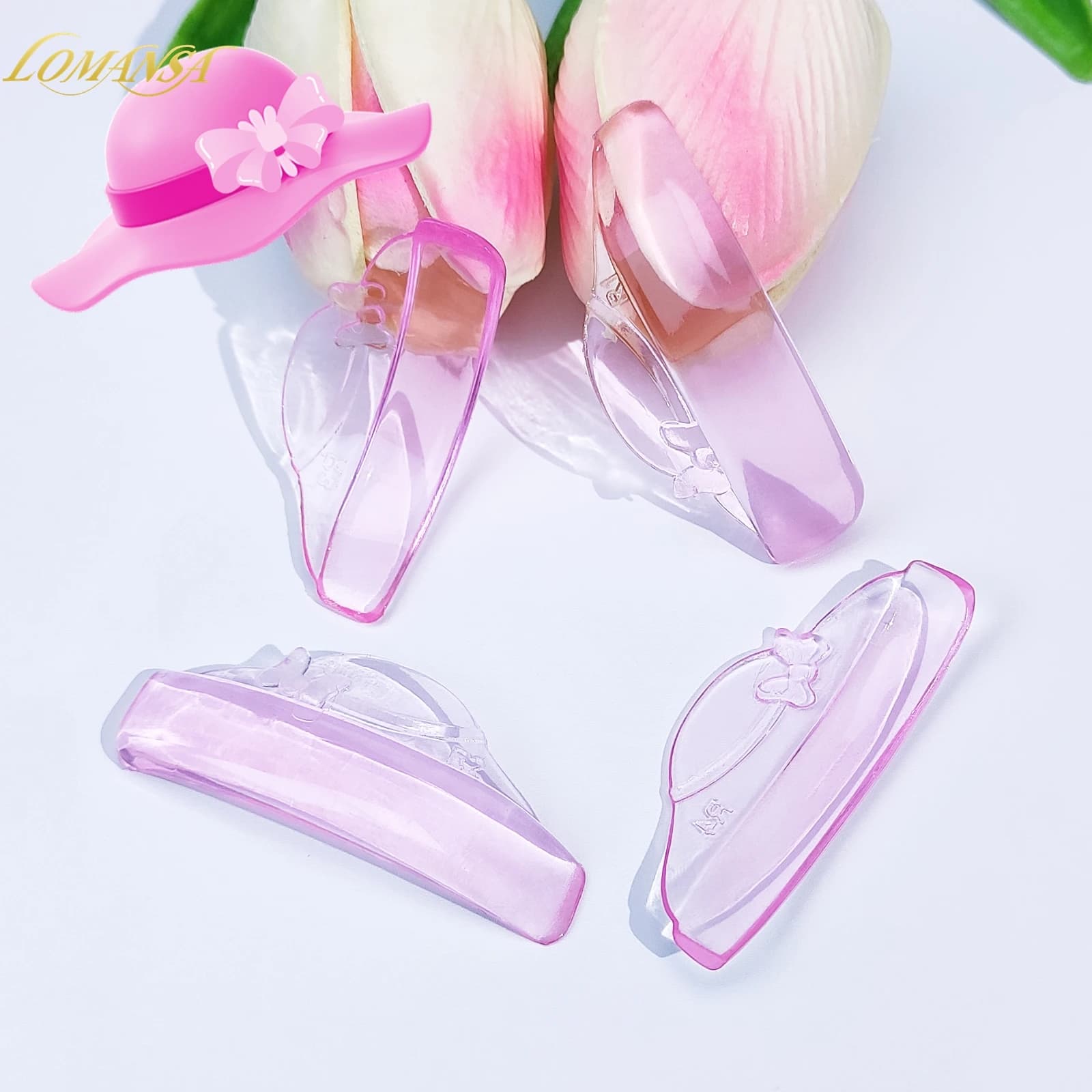 Lomansa 4 Paia L Curl Silicone Eyelashes Perm Pad Eyelashes Hanging Rod Shield 3D Lifting Folding Accessories Lash LiftTool