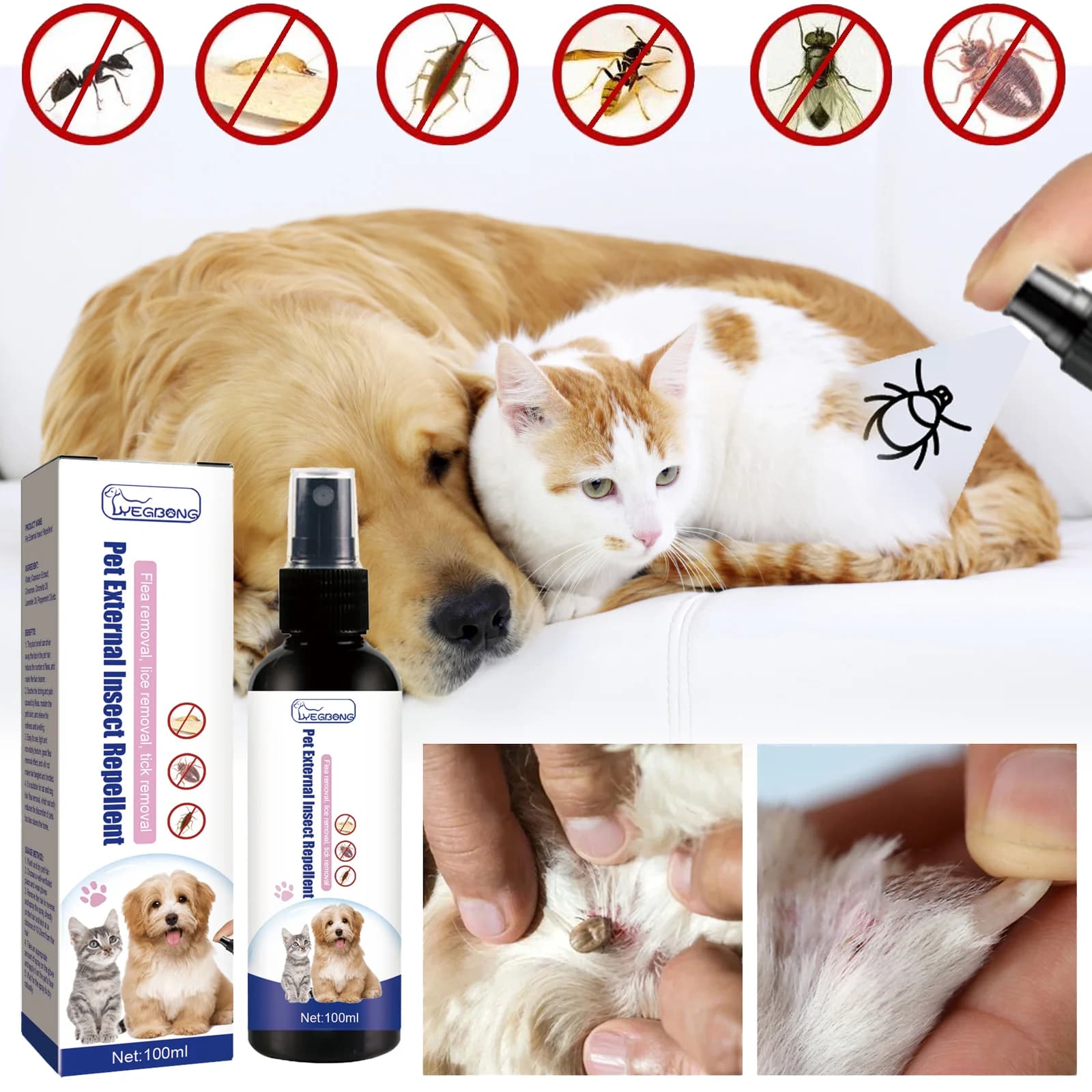 Spray naturale per le pulci per cani e gatti Repellente per pulci e zecche a base vegetale Oli essenziali Trattamento delle pulci Spray per alleviare il prurito per animali domestici