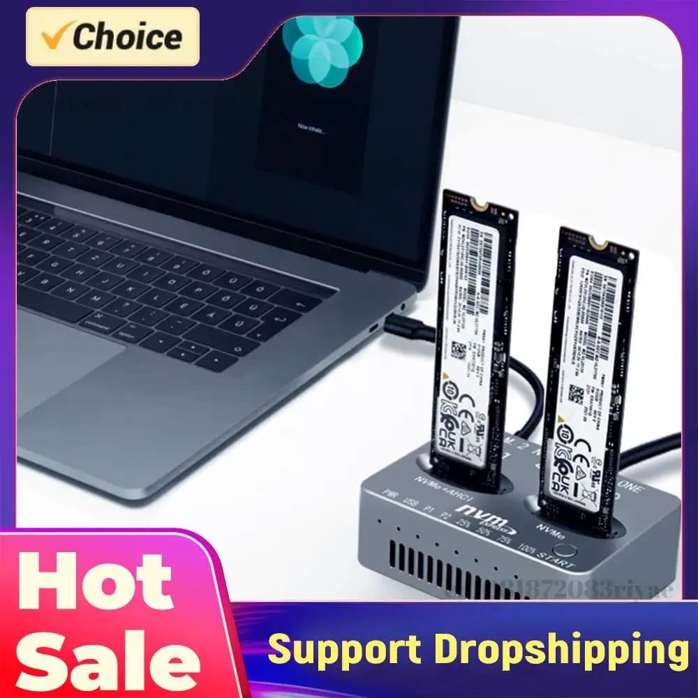 Docking Station NVME Dual-Bay M.2 Gen2X 20Gbps per SSD M.2 M.3 NVME PCI-E, Box Esterno per Disco Rigido M2 SSD M Key