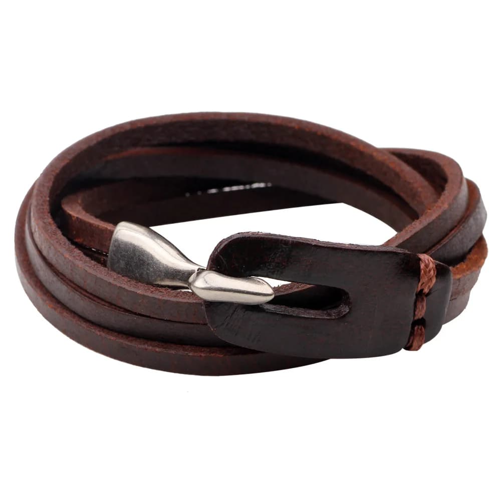 Kirykle Uomini e donne Ganci vintage Bracciale avvolgente multistrato Braccialetti con ciondoli in pelle Braccialetti Accessori per gioielli