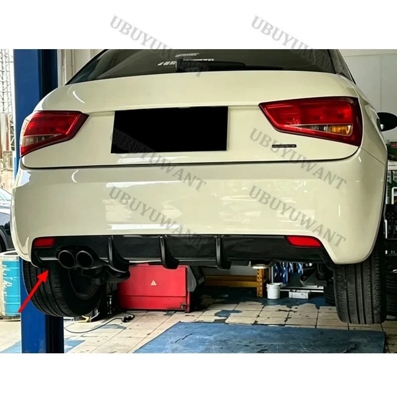 For Audi A1 2-Door Rear Bumper Diffuser Lip Carbon Fiber Look/Glossy Black Boot Guard Plate Splitter 2011-2014