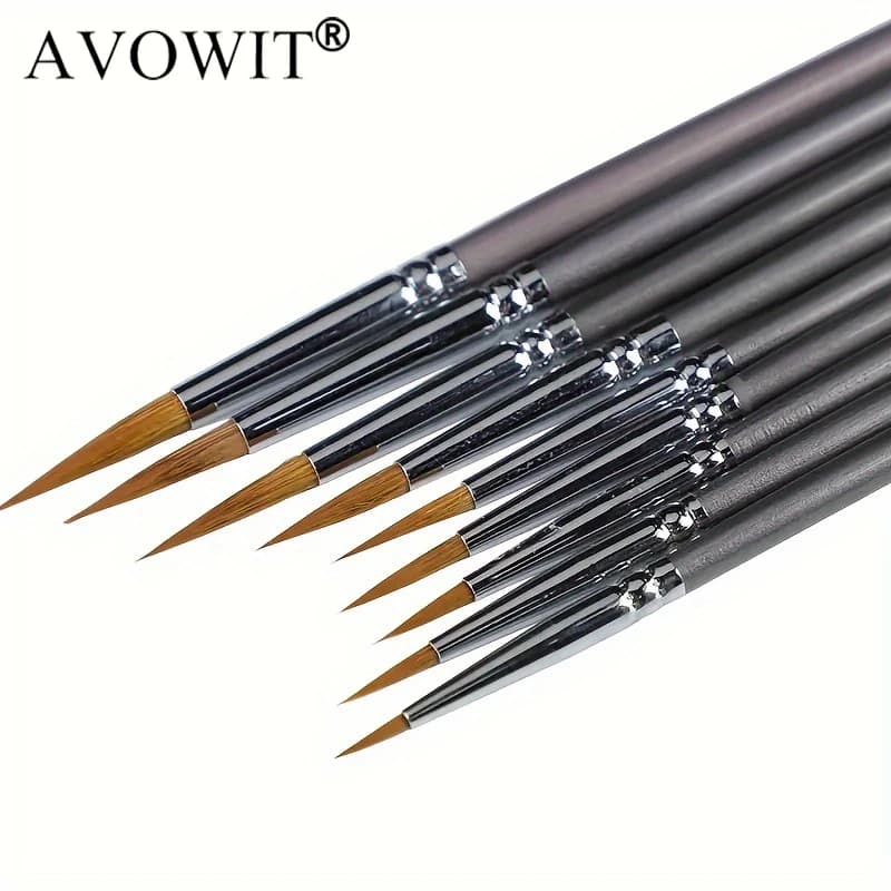 9 pezzi donnola linea di capelli libro pennello pittura acquerello guazzo pittura a olio gancio linea penna durevole sottile argento betulla penna asta arte