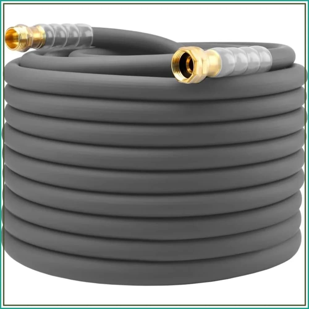 125ft Heavy Duty Garden Hose, 5/8" x 300PSI, Hybrid Rubber, Brass Fittings, Grey