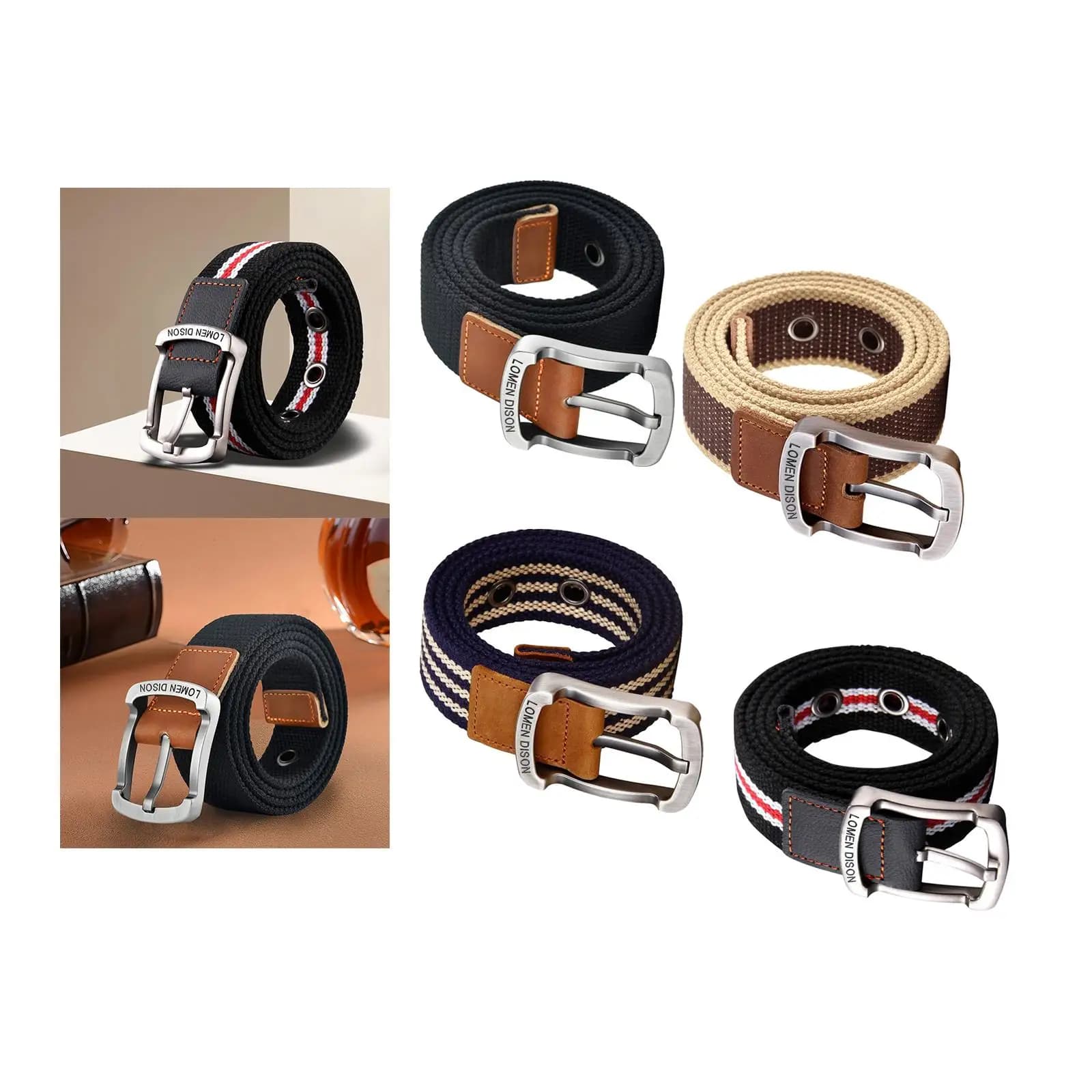 Canvas Belt Fashion Fabric Woven Pin Buckle Waistband for Unisex Adult Youth