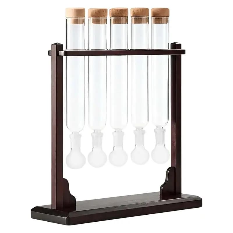 A20F-Kit tubo di vetro per infusore trasparente con base in legno fatta a mano, espositore per aromaterapia per amanti e appassionati di sigari