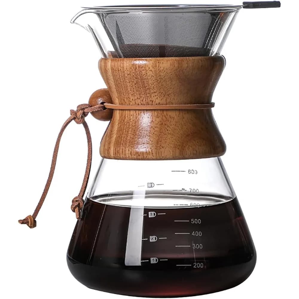 27 Oz coffee maker with stainless steel drop-resistant filter, hand coffee maker, coffee maker, lead-free borosilicate glass pot