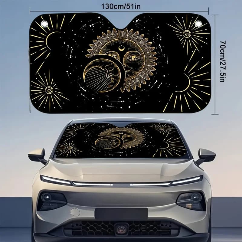1Pcs Car Windshield Sun Shade, With 4 Free Suction Cups, Easy Installation, Vibrant Design, Interior Sunshade