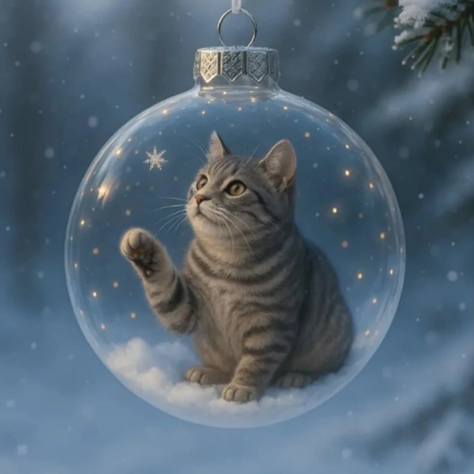 3D Cat Ball Tree Pendant Kitten Ball Pendant Cute Cat Christmas Ornaments for Home Office Room Mantel