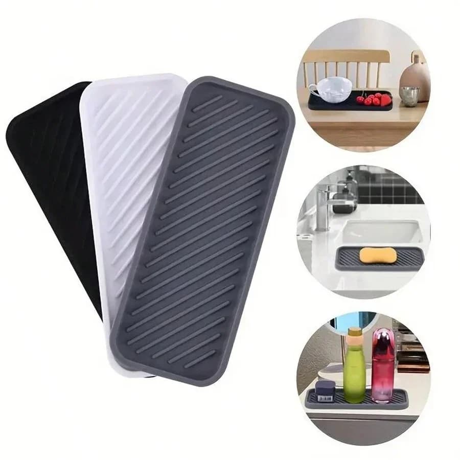 1pc Porta spugna in silicone Porta spugna da cucina, vassoio organizer in silicone per bagno, dispenser di sapone, semplice sapone in silicone