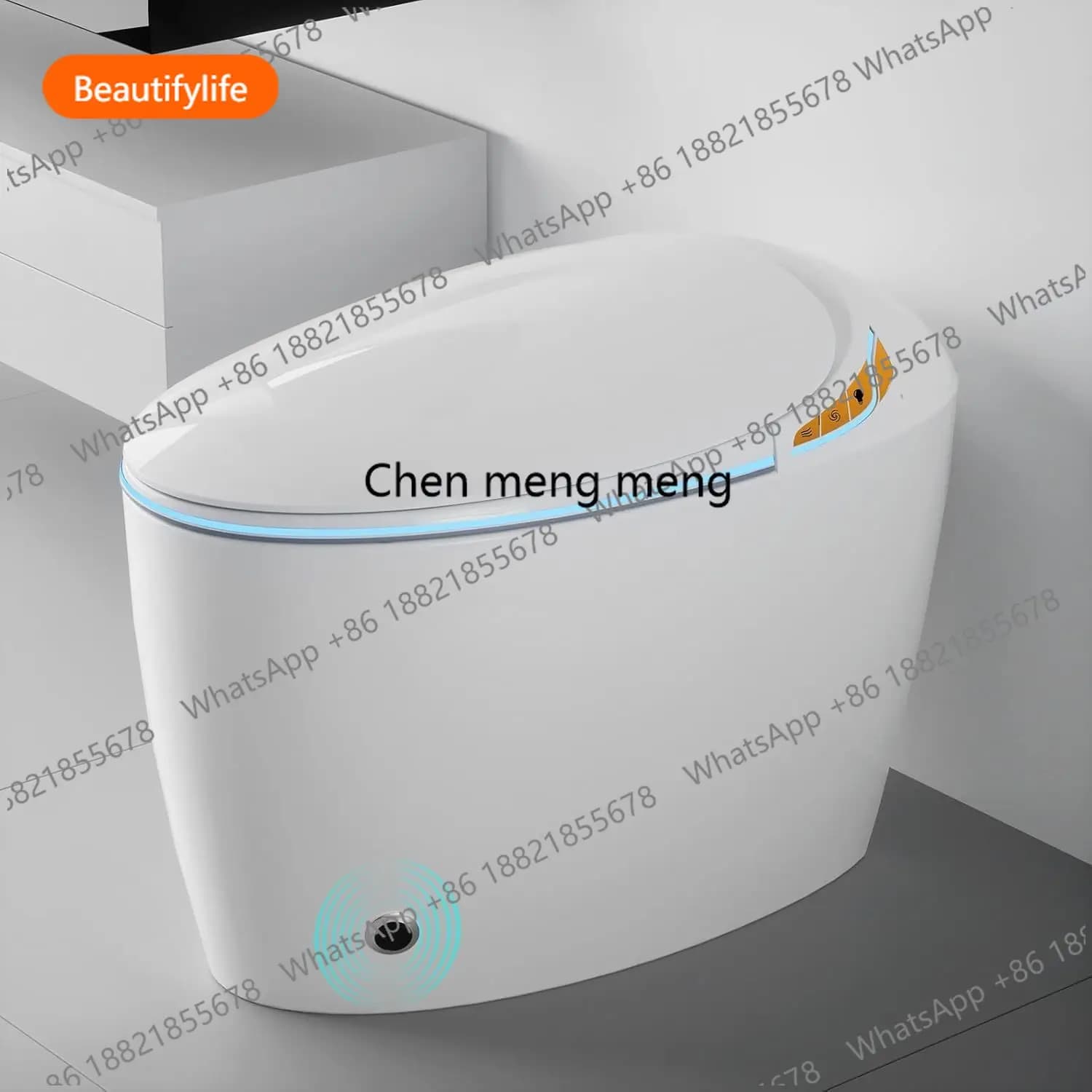 WC Bidet A50 with 10 inch recessed installation, smart toilet with bidet, modern oval shape, automatic opening/unloading, adjustable heated seat, customizable