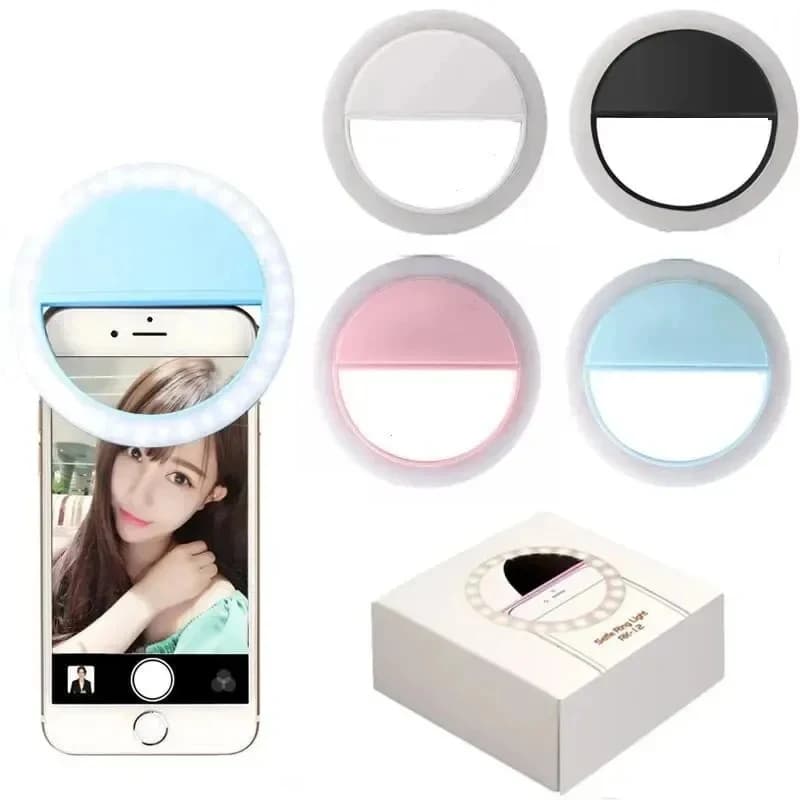 Clip-On LED Selfie Ring Light, Adjustable Brightness Phone Fill Light for Selfie, Video, Live Streaming
