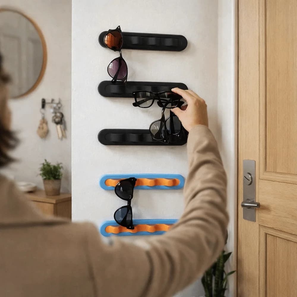 Jewelry Organizer Wall Mounted Eyeglass Stand Waved Design Plastic Eyeglass Storage Rack Space Saving Sunglasses Shelf Boutique